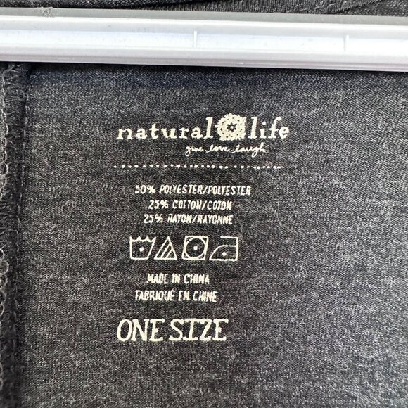 Natural Life Super Wide Leg Overall One Piece Jumper One Size Gray V-Neck Pocket - Picture 3 of 13